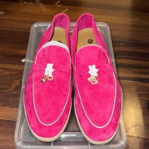 Loro Piana Pink Suede Loafers